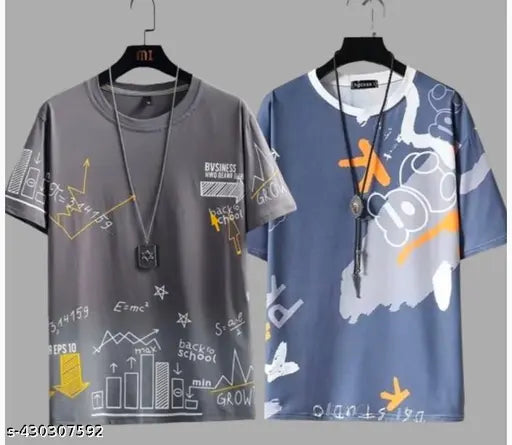 Men’s Printed Lycra T-Shirt Combo (Pack of 2)
