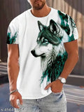 White Graphic Tee with Bold Wolf Front Print