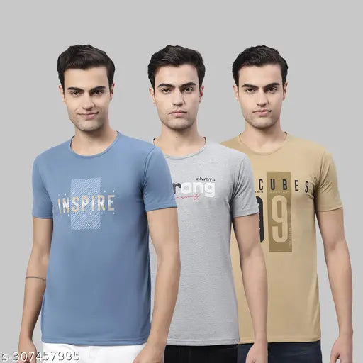 Men’s Typography T-Shirts (Pack of 3) | Classic Round Neck | Regular Fit