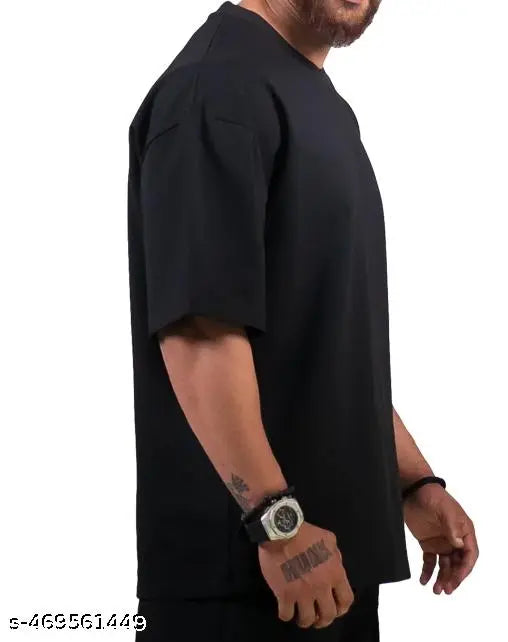 Men’s Oversized Cotton T-Shirt – Printed Back, Plain Front