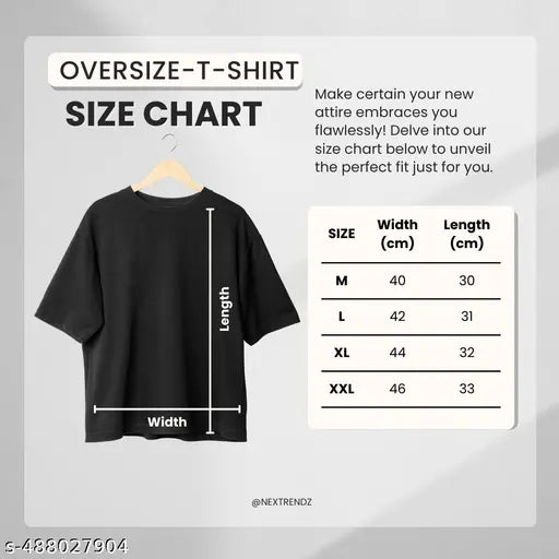 Men’s Oversized Printed Cotton T-Shirt – Back Graphic, Black Color